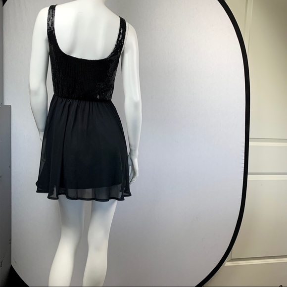 Sequin Ballerina Skate Chiffon Little Black Dress - Picture 3 of 14